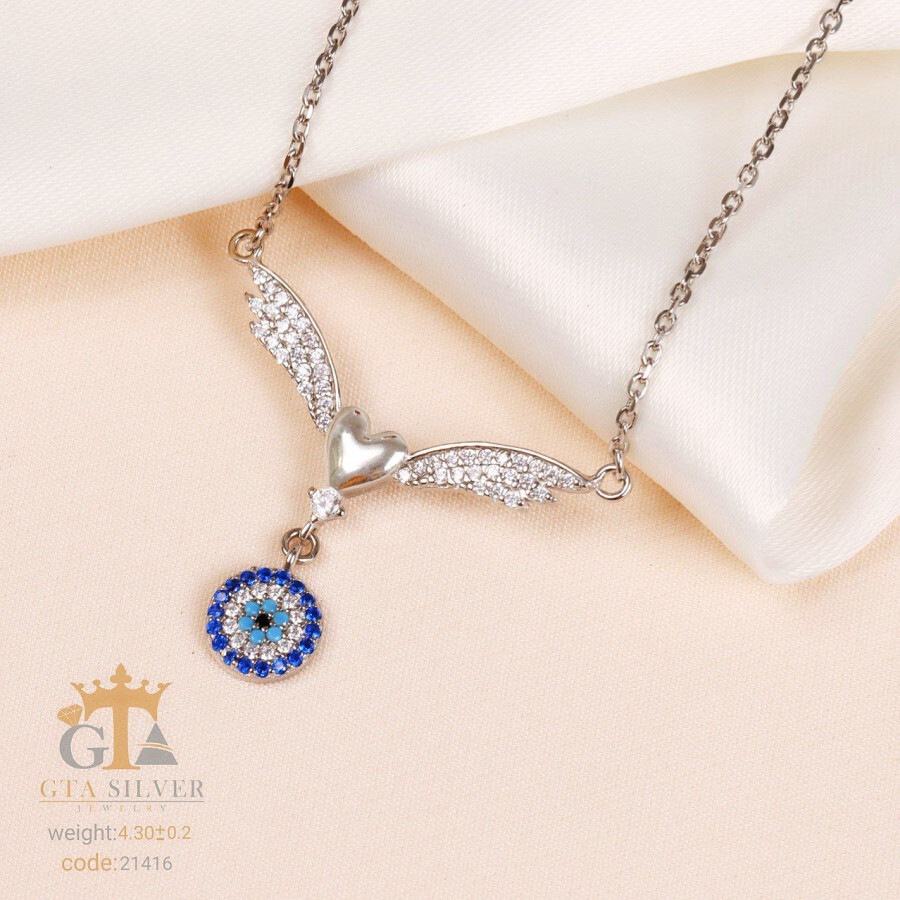 مدال طرح قلب بالدار (همراه با چشم نظر) کد 21416