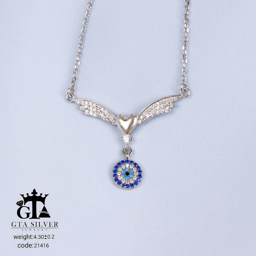 مدال طرح قلب بالدار (همراه با چشم نظر) کد 21416