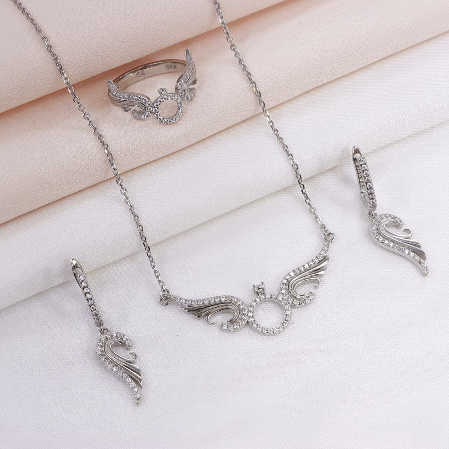 نیم ست میکرو طرح حلقه و بال فرشته کد 16315